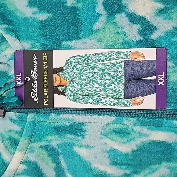 NEW Eddie Baurer Women's 1/4 Zip Pullover Teal/Aqua/White Polar Fleece - Picture 13 of 13